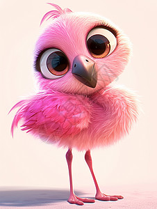呆萌可爱的粉色卡通小鸟高清图片
