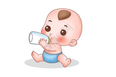 可爱婴儿抱奶瓶图片素材