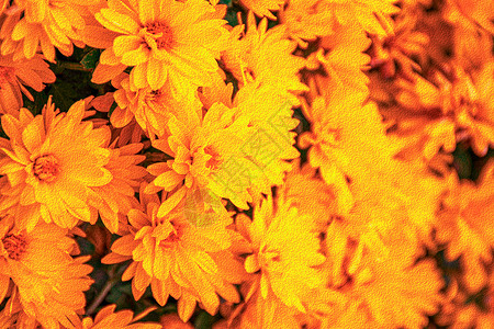 橙色绚丽感光效绚丽多彩的油画风格鲜花背景