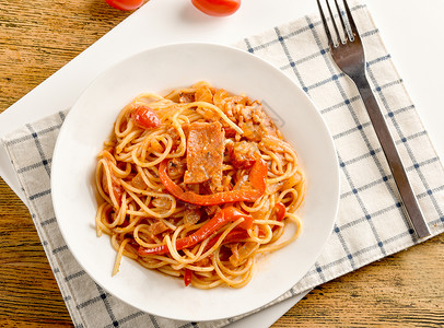 西餐番茄酱意面海鲜意大利面背景