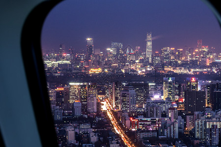 街灯夜景飞机窗外美丽夜景背景