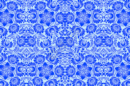 欧式墙纸设计蓝色花纹布料图案背景