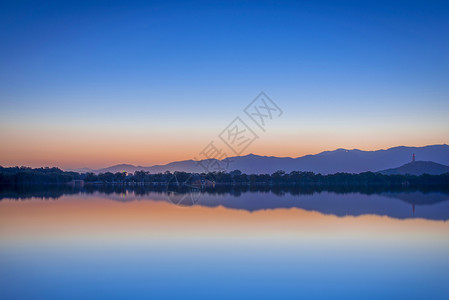 群峰倒影山浮水静·颐和园昆明湖背景