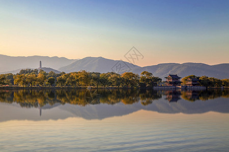 北京秋景秋景·颐和园昆明湖背景