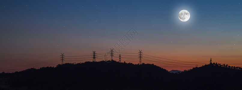 明月高悬乡村夜景背景