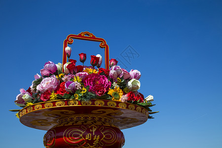 水、花、寒露国庆花篮背景