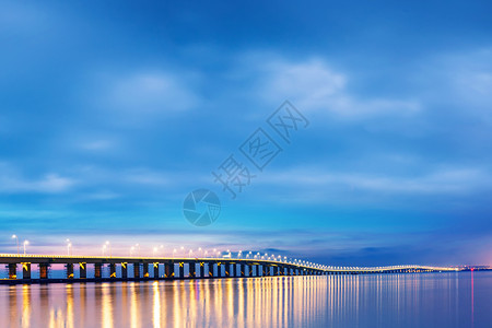 夜景摄影深圳湾大桥背景