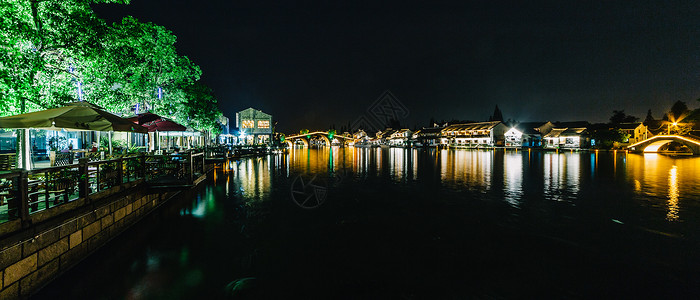 上海朱家角夜景水乡江南背景图片