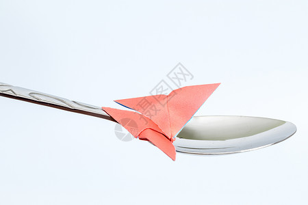 纸质蝴蝶不锈钢勺子设计背景图片