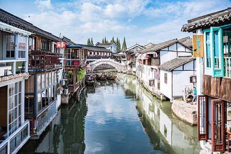 旅游朱家角古镇运河风景高清图片