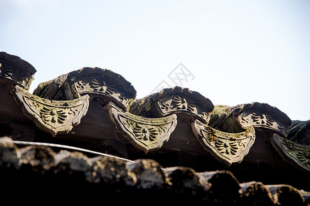 旅游朱家角古镇建筑屋檐背景图片