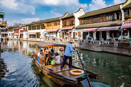 旅游度假朱家角古镇建筑景点高清图片素材