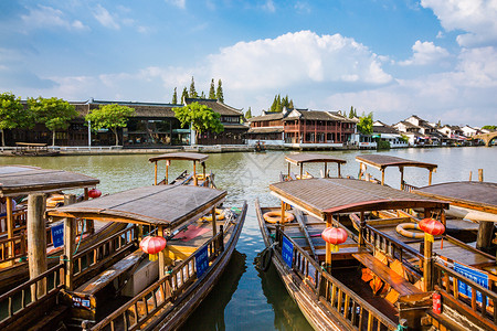 河上镇旅游度假朱家角古镇建筑背景