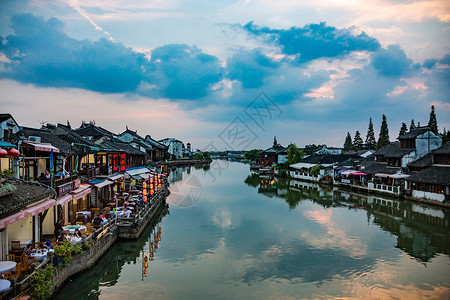 旅游度假朱家角古镇建筑小桥流水高清图片素材