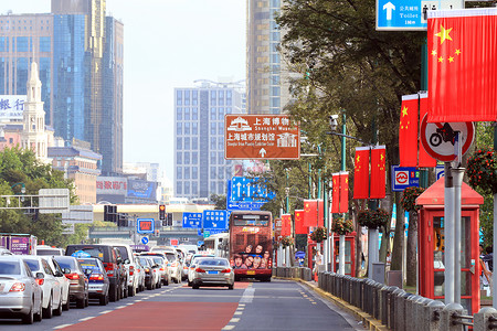 上海外滩国庆旅游街景图片