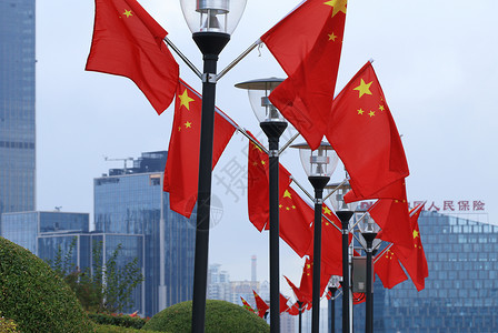 国庆红色庆典队列整齐的五星红旗背景