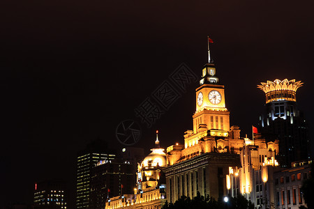 上海外滩万国建筑夜景背景图片