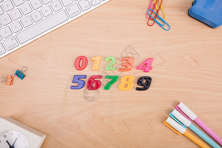 彩色矢量数字创意学习数字算数桌面摆拍背景