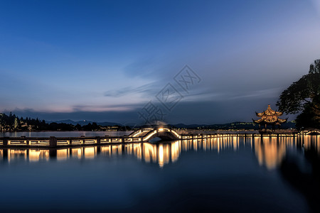 延时拍摄杭州西湖背景