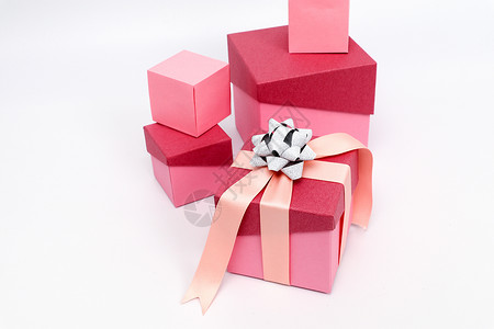 包装盒礼盒素材粉色大小礼盒组合摆拍背景