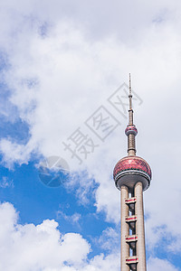 上海东方明珠电视塔蓝天白云图片