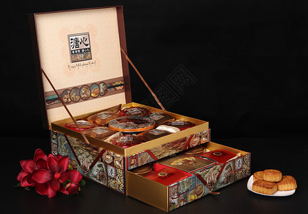 红色月饼盒中秋月饼 中秋月饼盒背景
