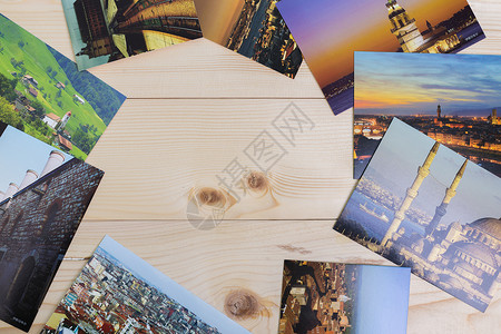 旅游度假明信片木板背景背景图片