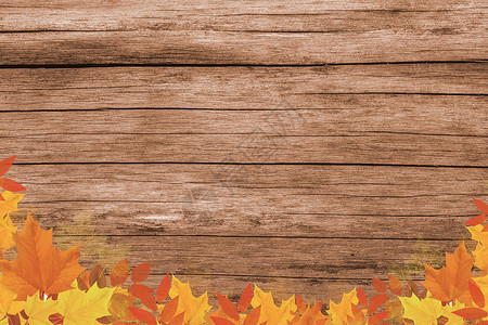 鸭掌木复古秋叶木底板设计素材设计图片
