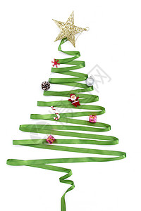 装饰袜子素材用缎带做成的圣诞树背景
