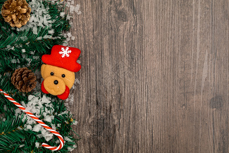 蝴蝶结棒棒糖复古木纹圣诞背景背景