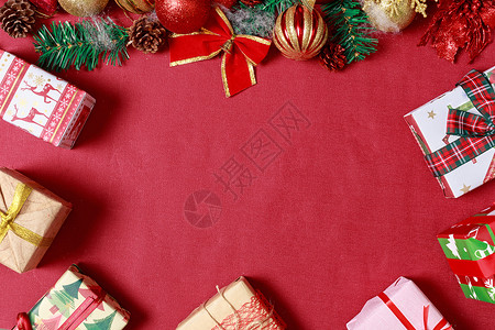 扁平化彩球圣诞节红喜装扮饰品背景背景