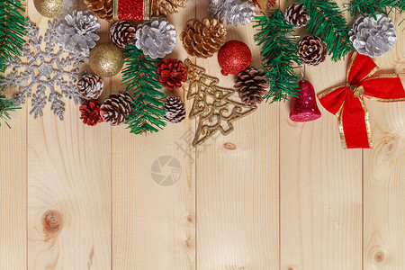 金色铃铛装饰品圣诞节装饰品木板装扮背景背景
