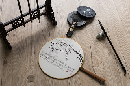 中国风笔墨纸砚背景图片