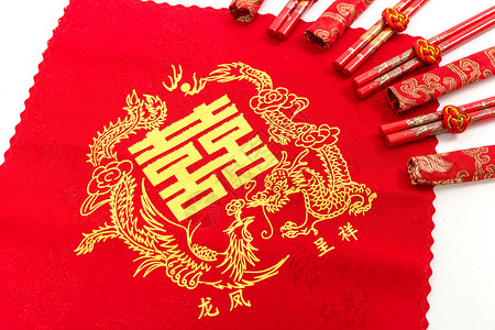 结婚嫁妆红布筷子背景图片