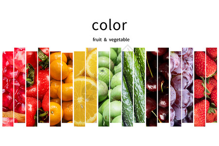 新鲜的鲜橙汁水果蔬菜的色彩拼接设计图片
