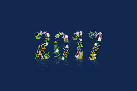 手绘植树字体手绘创意数字2017背景