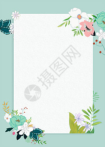手绘月季花卉小清新手绘花朵边框背景设计图片