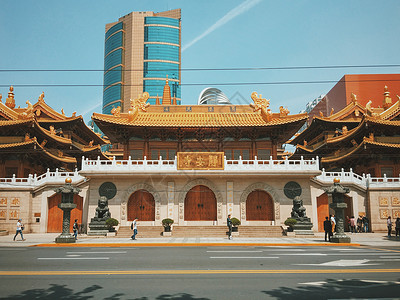 上海市中心静安寺背景