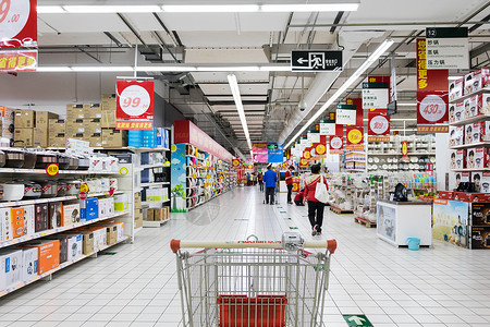 超市食品货架商场超市购物背景