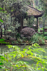 中国风园林小景拍摄背景图片