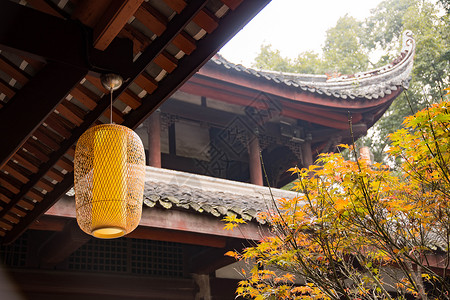 灯笼屋檐中国风园林小景拍摄背景