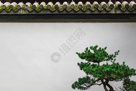 杜甫塑像中国风园林小景拍摄背景