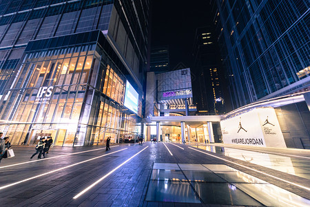 街道餐厅市中心繁华商圈夜景背景