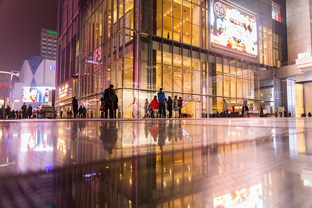 市中心繁华商圈夜景商业高清图片素材