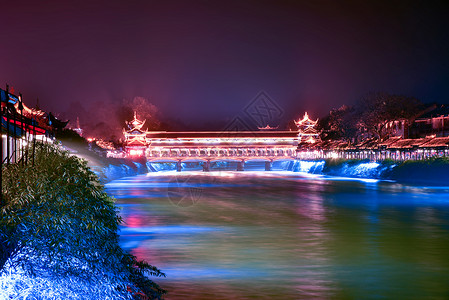 美丽的都江堰风景夜景高清图片素材