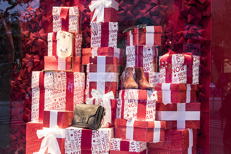礼盒包装展示圣诞节商场礼盒装饰背景