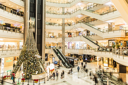 扁平化彩球商场大气设计装饰圣诞树背景
