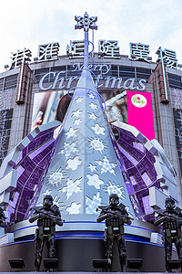圣诞节商场装扮科技圣诞树背景图片