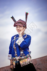 云南民族服装东方元素之壮族少女背景