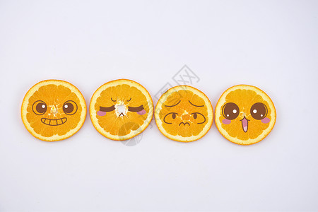 PPT可爱橙子背景水果切片摆拍背景
